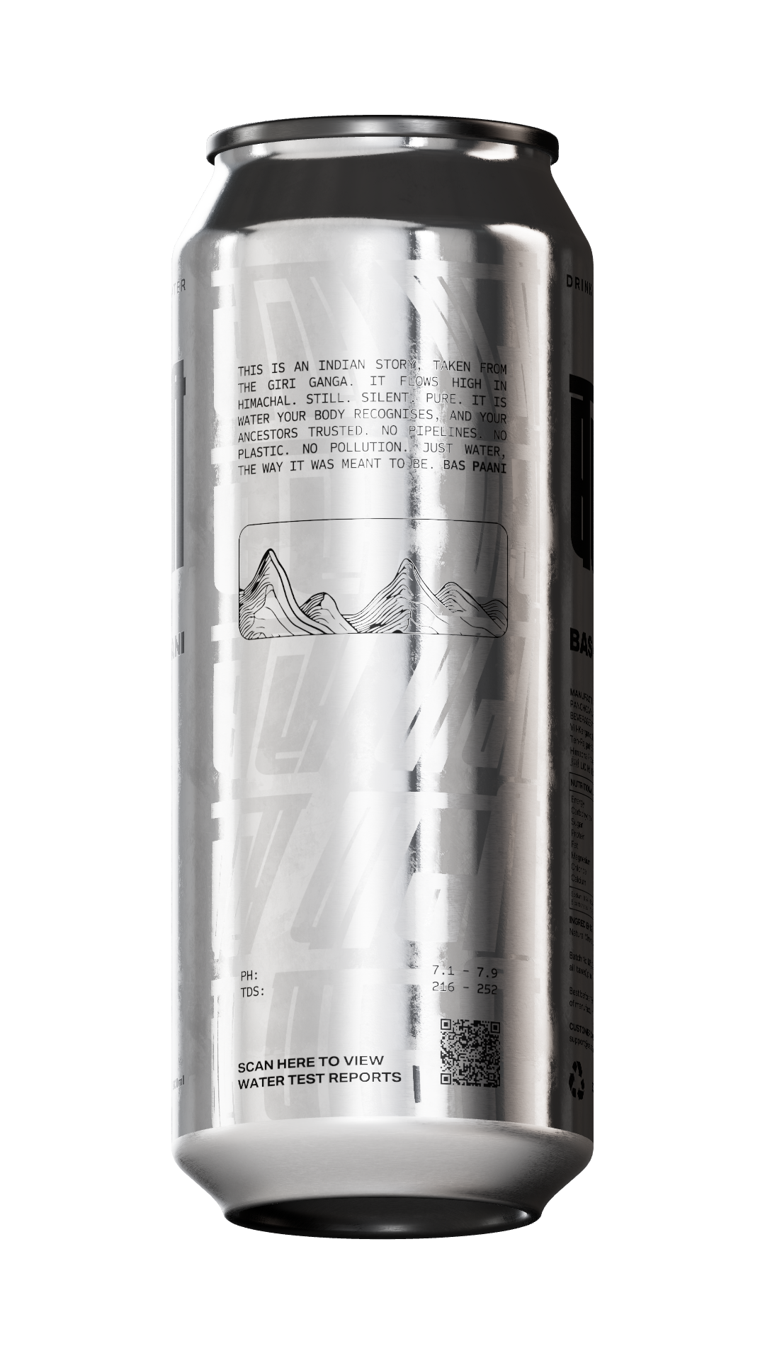 Bas Paani Naturally Alkaline Canned Mineral Water 500ML - 24 Pack