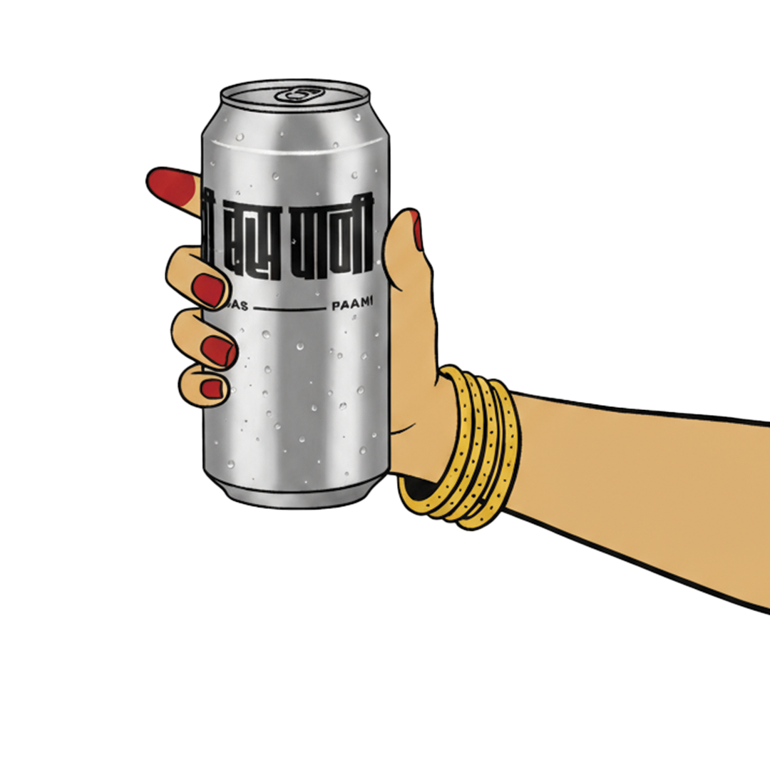 Bas Paani can in hand